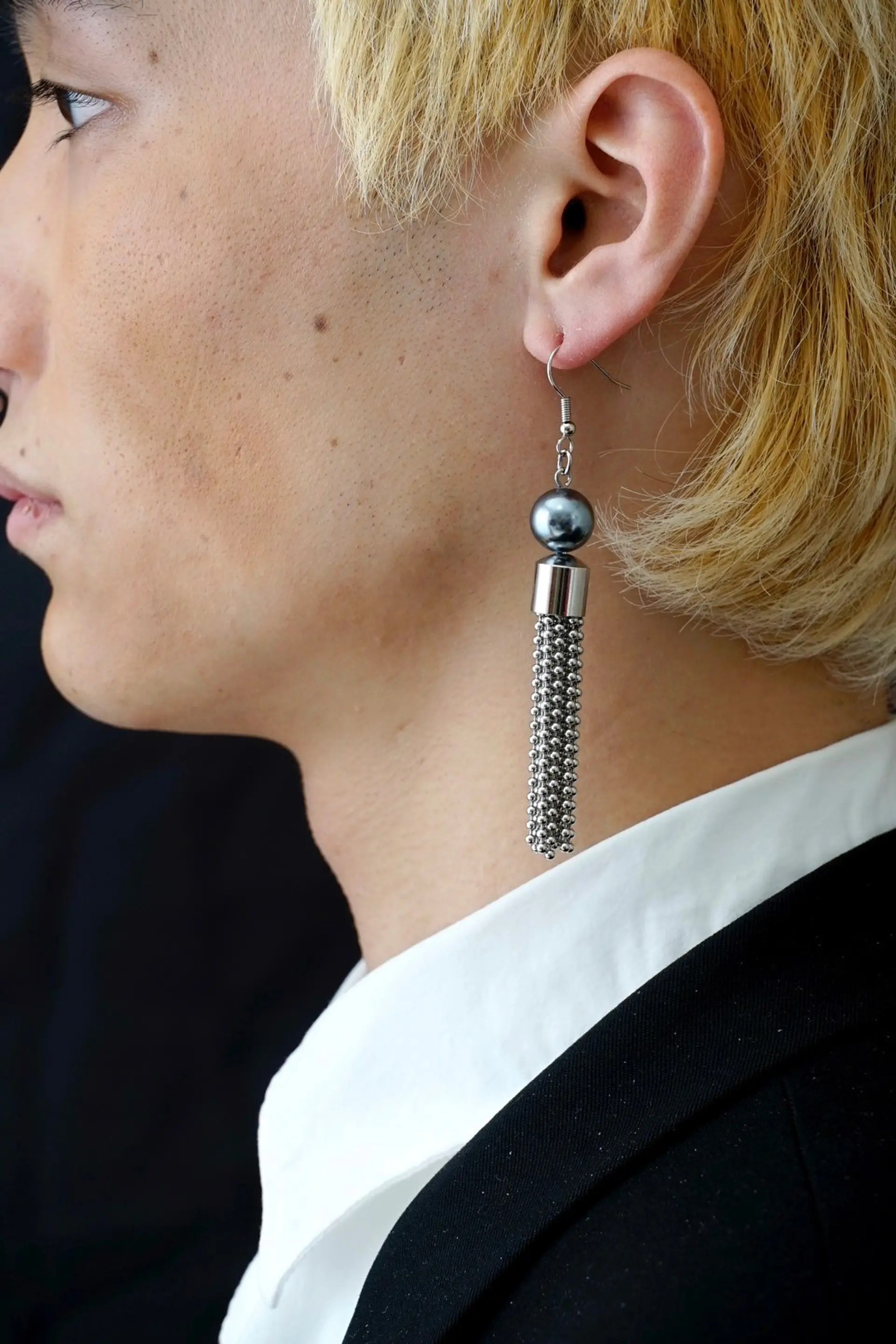 ball chain tassel earrings (silver)