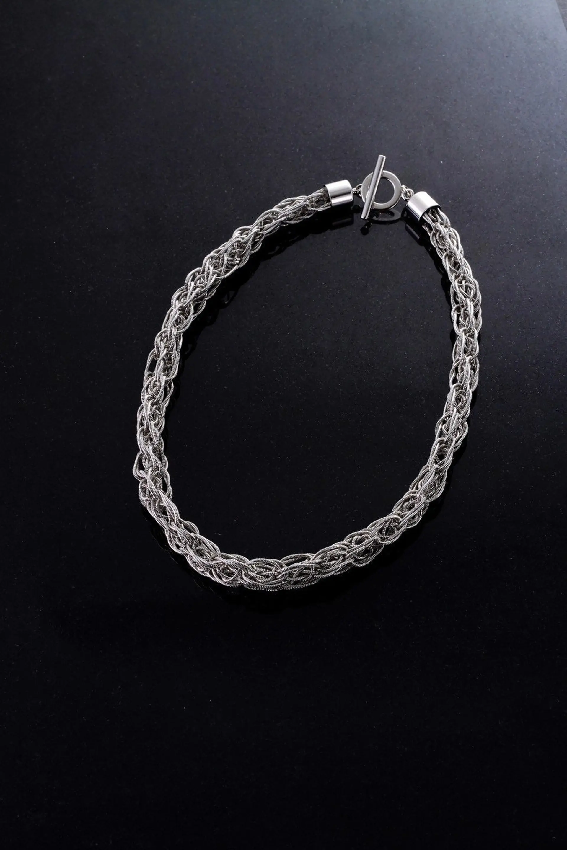 kumi-himo chain tassel necklace (silver)